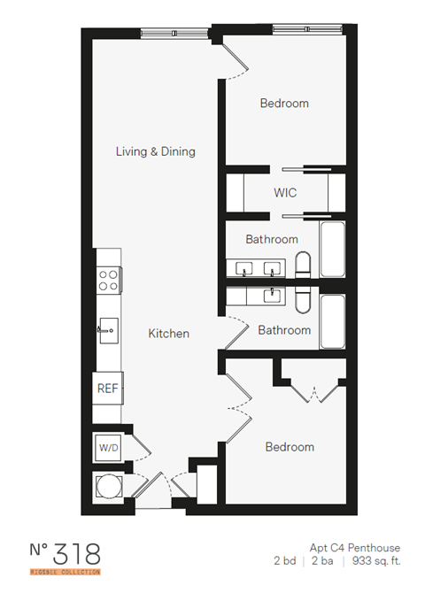 C4 Two Bedroom / Two Bath (Phase One). The Rigsbee Collection. Durham, NC.